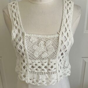 Le Lis Ivory Crochet Knit Top
